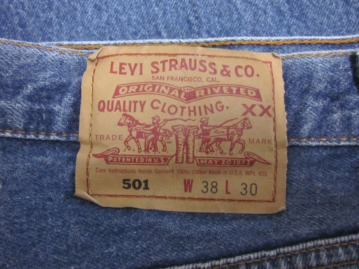LEVI'S 501 MEN'S W38 L30 BUTTON FLY 100% COTTON MEDIUM BLUE JEANS