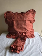 2pc White Petals Home Decor Red Ruffle Square 16 X 16 In Couch/Bed Pillow Covers