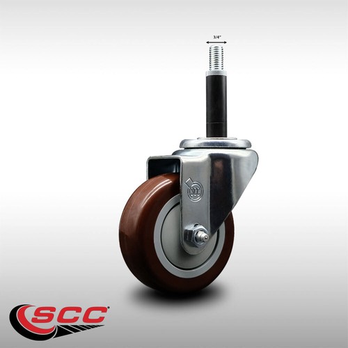 3.5 Inch SS Maroon Poly Wheel Swivel 3/4 Inch Expanding Stem Caster SCC - 第 2/4 張圖片