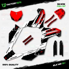 White & Red Slick Racing Graphics Kit fits 19-24 Kawasaki KLX140 KLX 140 Decal