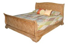 SALE Sleigh Bed Frame with High Footboard Weathered Teak Lyon Range NEW BT040