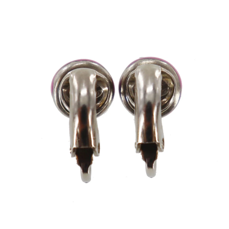 Mini brincos CHANEL usados com logotipos CC prata rosa clipe 03C vintage #BY524 S - Imagem 4 de 4