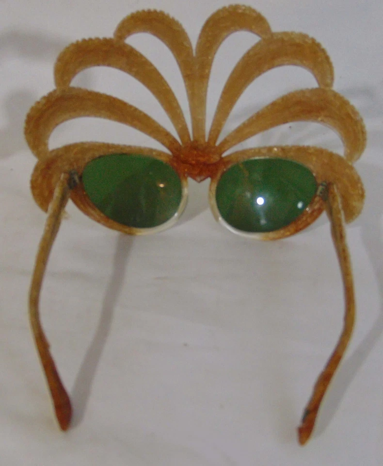 50's French Couture Pearls Masquerade Feather Plume Sunglasses Glasses Frames - Image 3 of 4