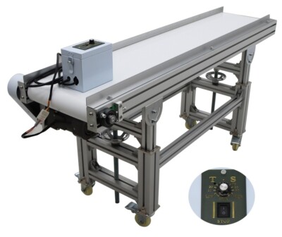 Flat Belt Conveyor W/PU Belt for Food,Industry Transport Packing59x11.8''Conveyor