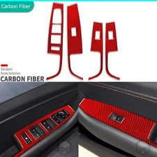Red Carbon Fiber Window Lift Switch Panel Cover For Hyundai Sonata 9th 2015-2017