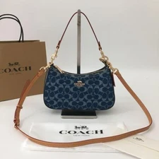 Coach Teri Shoulder Bag Signature Denim CAF82 outlet New