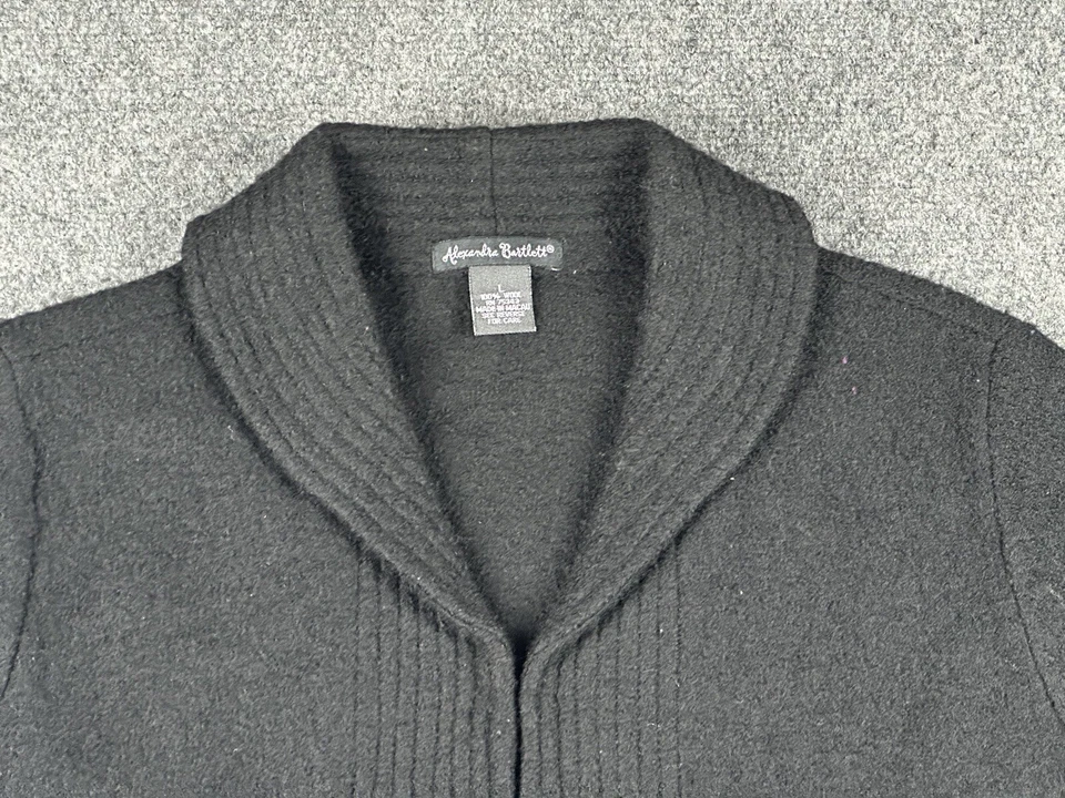 Abrigo Chaqueta Alexandra Bartlett 100% Lana Talla Grande Negro De Colección Granny Core Ganchos Foto 3 de 4