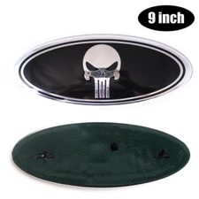 9" Chrome Black Punisher Grille Rear Tailgate Emblem for 2004-2014 Ford F150 250