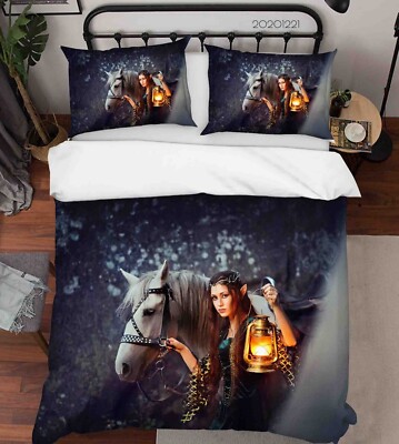 3D Horse Beauty Photography Quilt Cover Set Bedding Sets Pillowcases Queen