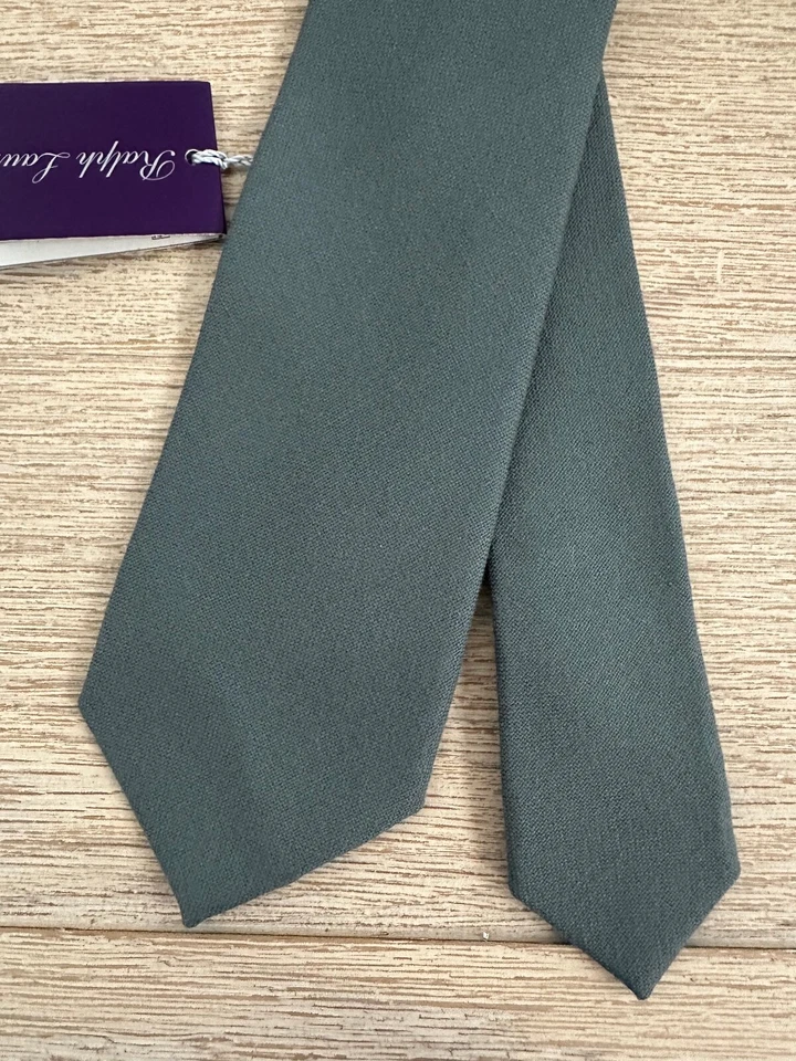 Corbata Ralph Lauren Etiqueta Púrpura 100% Lana Tejida Pizarra Azul Hecha a Mano Italia $235 Foto 2 de 4