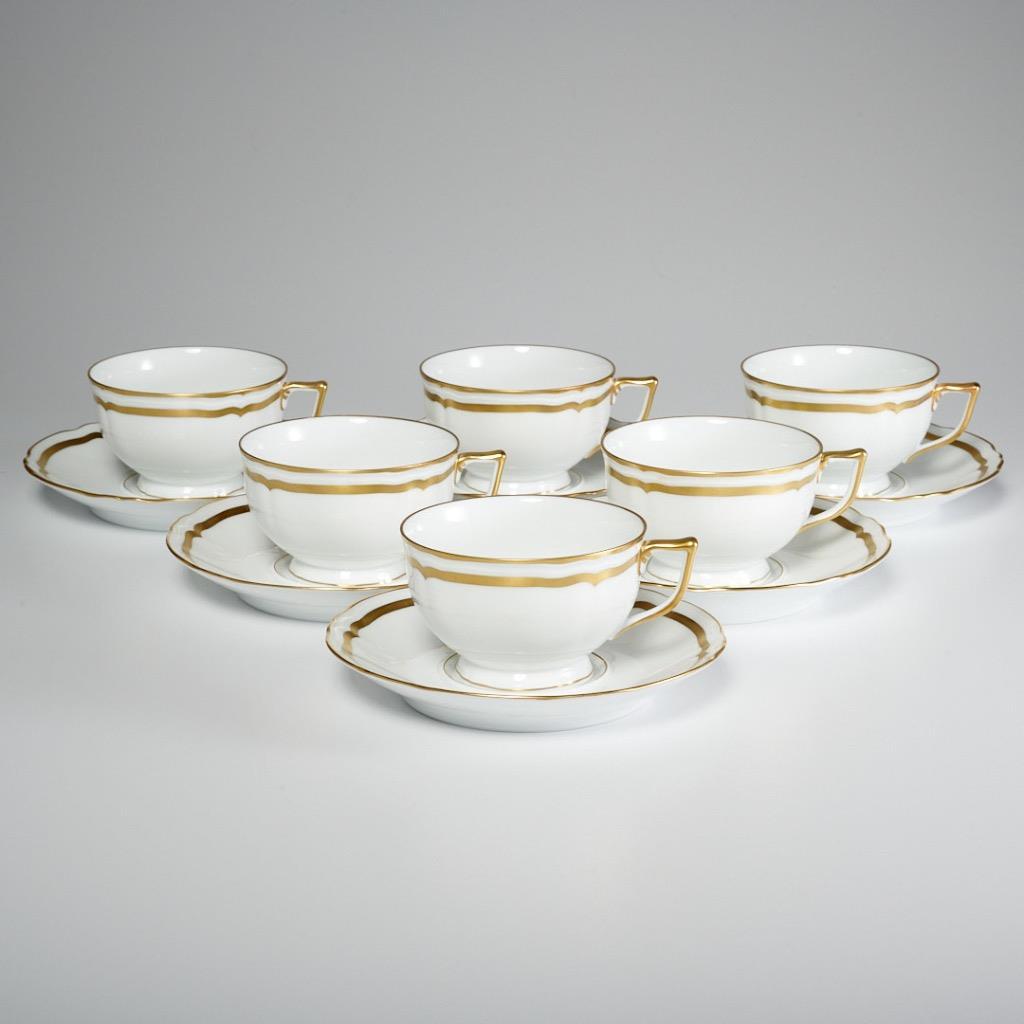 Ceralene Raynaud Limoges Marie Antoinette Gold White 6 Tea Cups 6