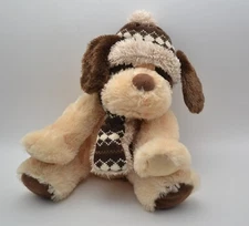 Hugfun International Dog Plush w/ Scarf & Hat Brown Soft Toy Stuffed Animal, 13"