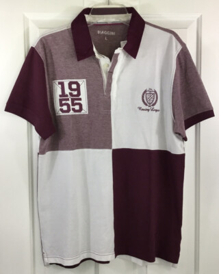 Biaggini by Charles Voegele Shirt Men s Large Rowing League Maroon White Polo