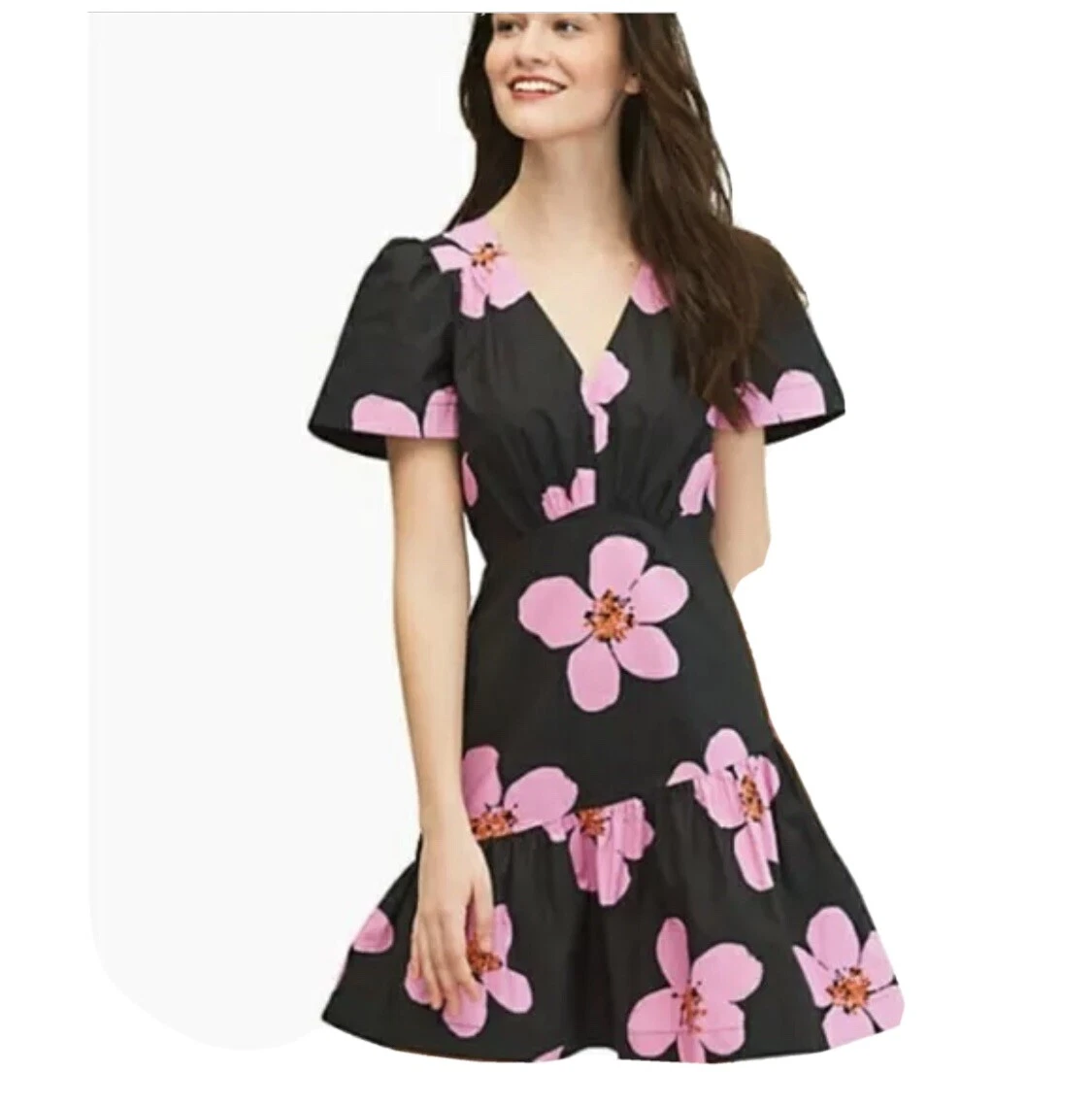 Kate Spade New York NWT Grand Flora Dress Pink Black Floral Size 4 NEW