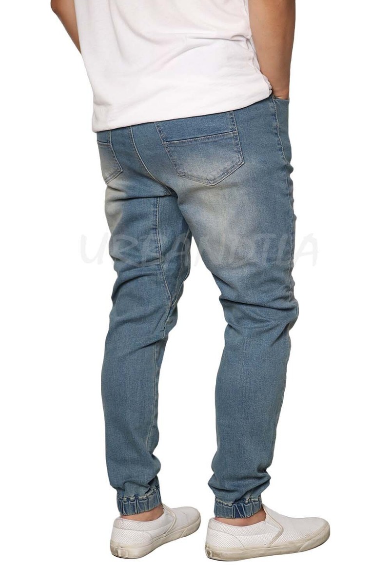 Men's Vintage Drop Crotch Denim Jogger Pants S-5XL