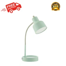 Mainstays LED Desk Lamp with Catch-All Base & AC Outlet, Matte Mint Green Color