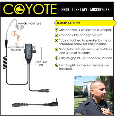 Earphone Connection COYOTE QR Lapel Mic Headset for Kenwood NX TK (See List)