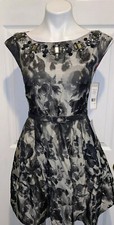 NWT Eliza J Gray Holiday Dress Sz 2P     Embellished neck line