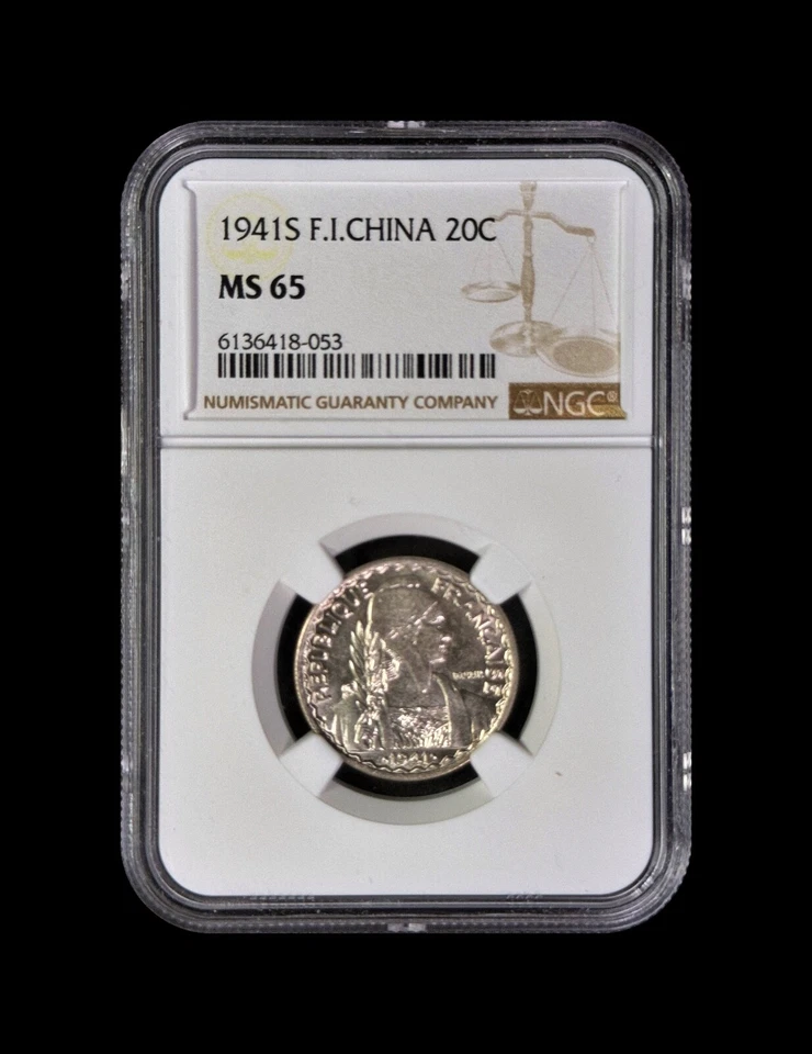 FRENCH INDOCHINA. 1941, 20 Cents - NGC MS65 - Marianne, Rice, San Francisco WWII - Image 2 of 4