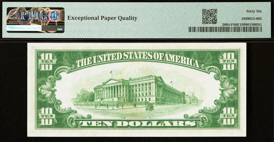 1934 $10 Federal Reserve Note PMG 66EPQ - Top Pop Highest Graded - Atlanta LGS - Image 4 of 4