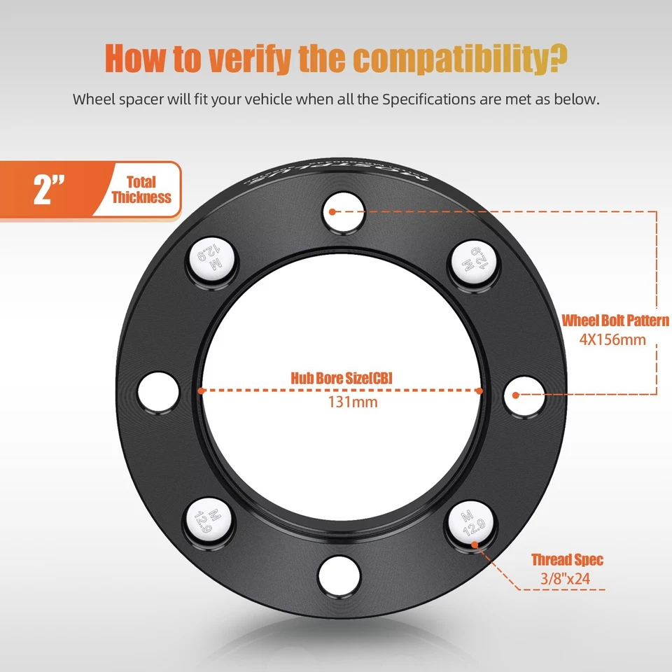 4x 2" 4x156mm ATV espaciadores de rueda para Polaris Ranger Outlaw RZR Sportsman Predator Foto 4 de 4