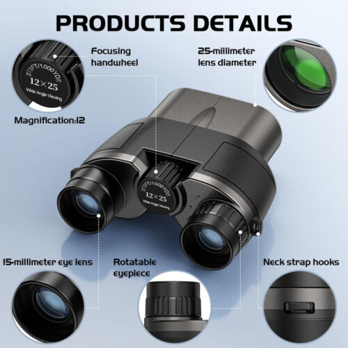 12x25 HD Kleines Fernglas Ferngläser Nacht Feldstecher Jagdfernglas Binocular DE - Bild 6 von 14