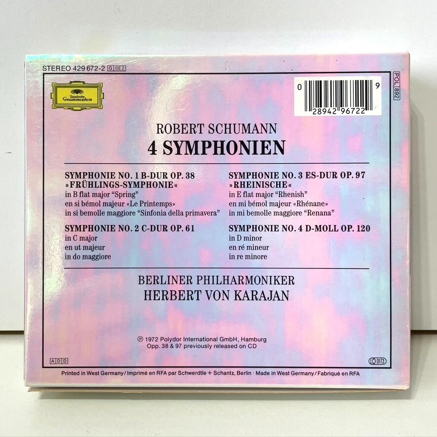 Schumann 4 Symphony CD Collection by Karajan & The Berlin Philharmonic Orchestra - Image 2 of 4