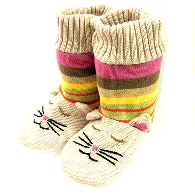 Knitted Novelty Cat Slipper Socks eBay