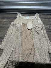 Vintage Jeffrey & Dara Patterned Gold Dress with Matching Size 18 2 Piece