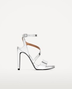 metallic silver sandals heels