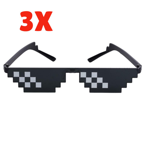 3 Gafas Thug Life, meme de internet, Sol Pixel, fiestas, discotecas