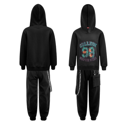 Kids Boy's Sweatshirt And Pants Street Hooded Top With Trousers Hip-hop Stage - Picture 16 of 111
