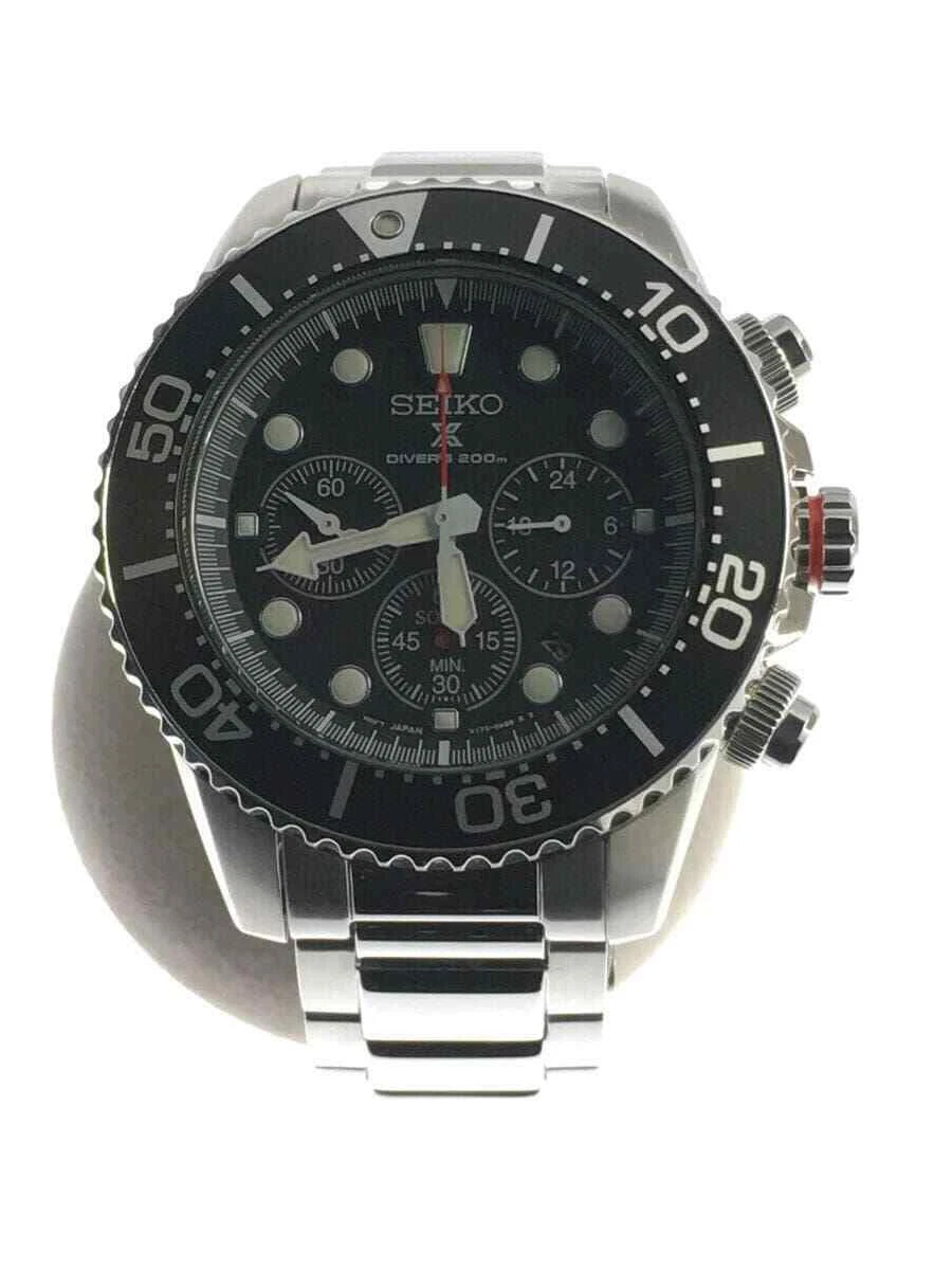 Seiko Prospex V175-0EY0 Chronograph Divers 200m ST.Steel Solar Mens Watch Auth