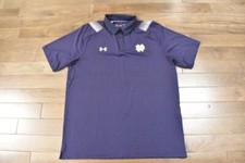 Men's UNDER ARMOUR Notre Dame Fighting Irish Polo Shirt Navy Blue Large
