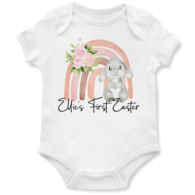 Personalisierter erster Ostern Strampler Regenbogen Geschenk Baby Babys Sonntag