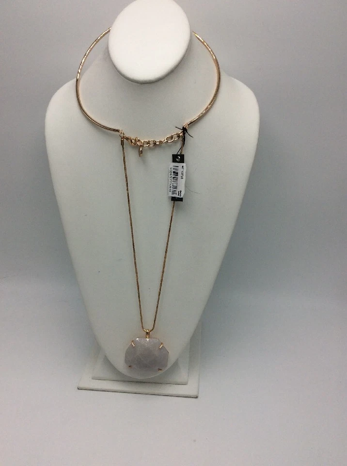 $98 Vince Camuto Collar Doble Capa Piedra Blanca Grande Tono Oro Rosa VCC217 Foto 2 de 4