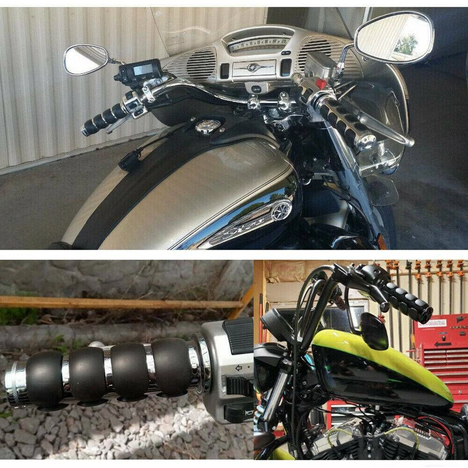 For Harley Davidson Road King Softail Custom Motorcycle 1" Handle Bar Hand Grips - Image 2 of 4