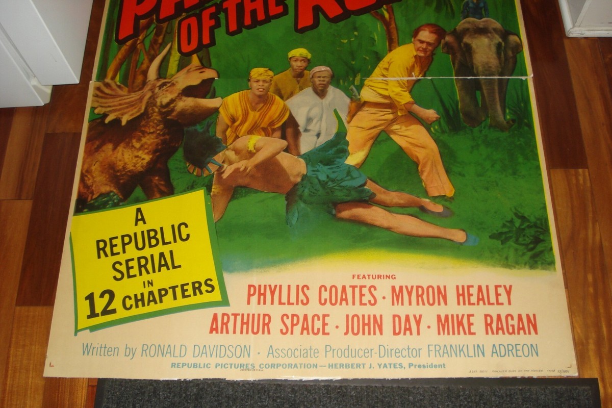 1955 VINTAGE PANTHER GIRL OF THE KONGO 3 SHEET MOVIE SERIAL POSTER 