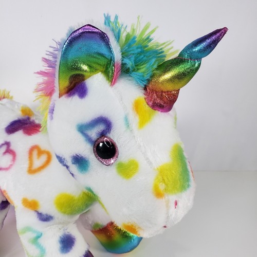 Juguete de peluche suave corazones ojos brillantes rosa de felpa unicornio blanco MTY International - Imagen 10 de 17