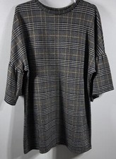 Zara Trafaluc plaid bell sleeve shift dress Women’s M academia career comfort
