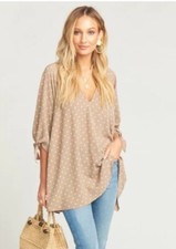 Show Me Your Mumu Size Medium Astrid Tunic Dotcha Miss Me Tunic Top Tan #GH11-5