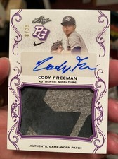 CODY FREEMAN /25 2018 AUTO LEAF PERFECT GAME ROOKIE Patch Autograph Game Worn