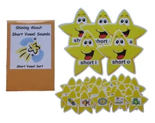 Educational Literacy Center Phonics Learning Activity Game Short Vowel Sort
