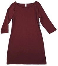 Old Navy ~Woman Size L~ Dark Burgundy Stretchy 3/4 Sleeve Dress Pullover NWT.
