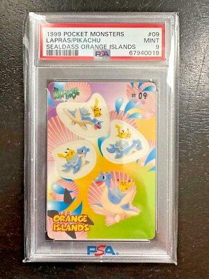 PSA 9 Mint Lapras & Pikachu 1999 Pokemon Japanese Sealdass Orange