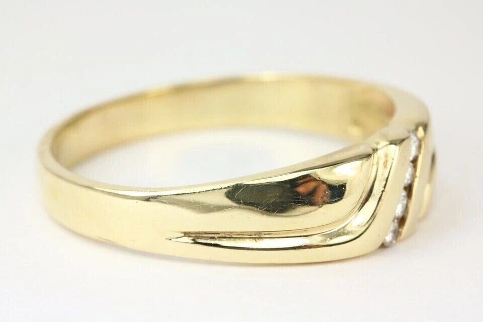 1Ct Round Lab Created Diamond Men's Band Engagement Ring 14K Yellow Gold Plated - Image 3 of 4