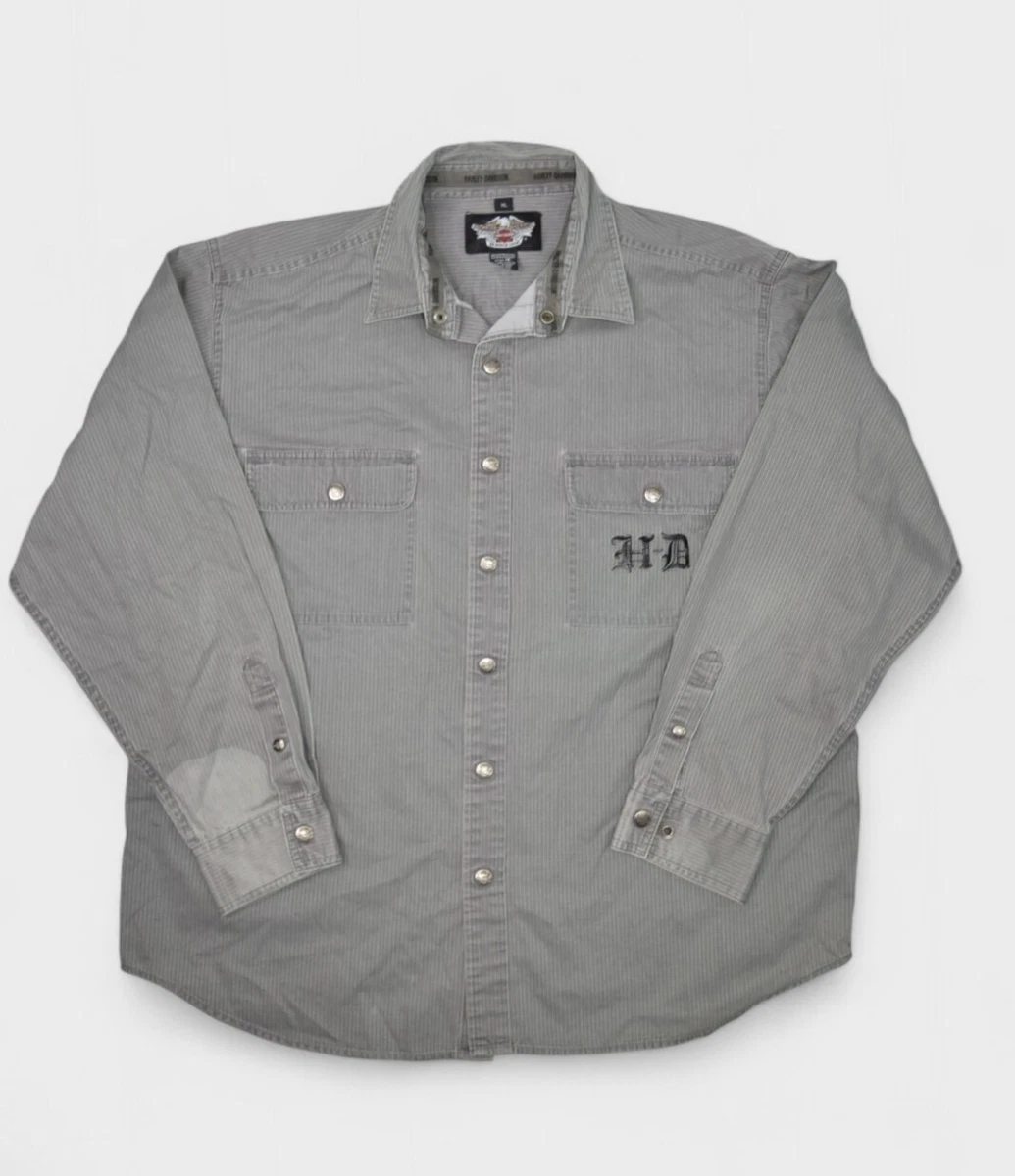 Harley-Davidson Denim Long Sleeve Casual Button-Down Shirts for