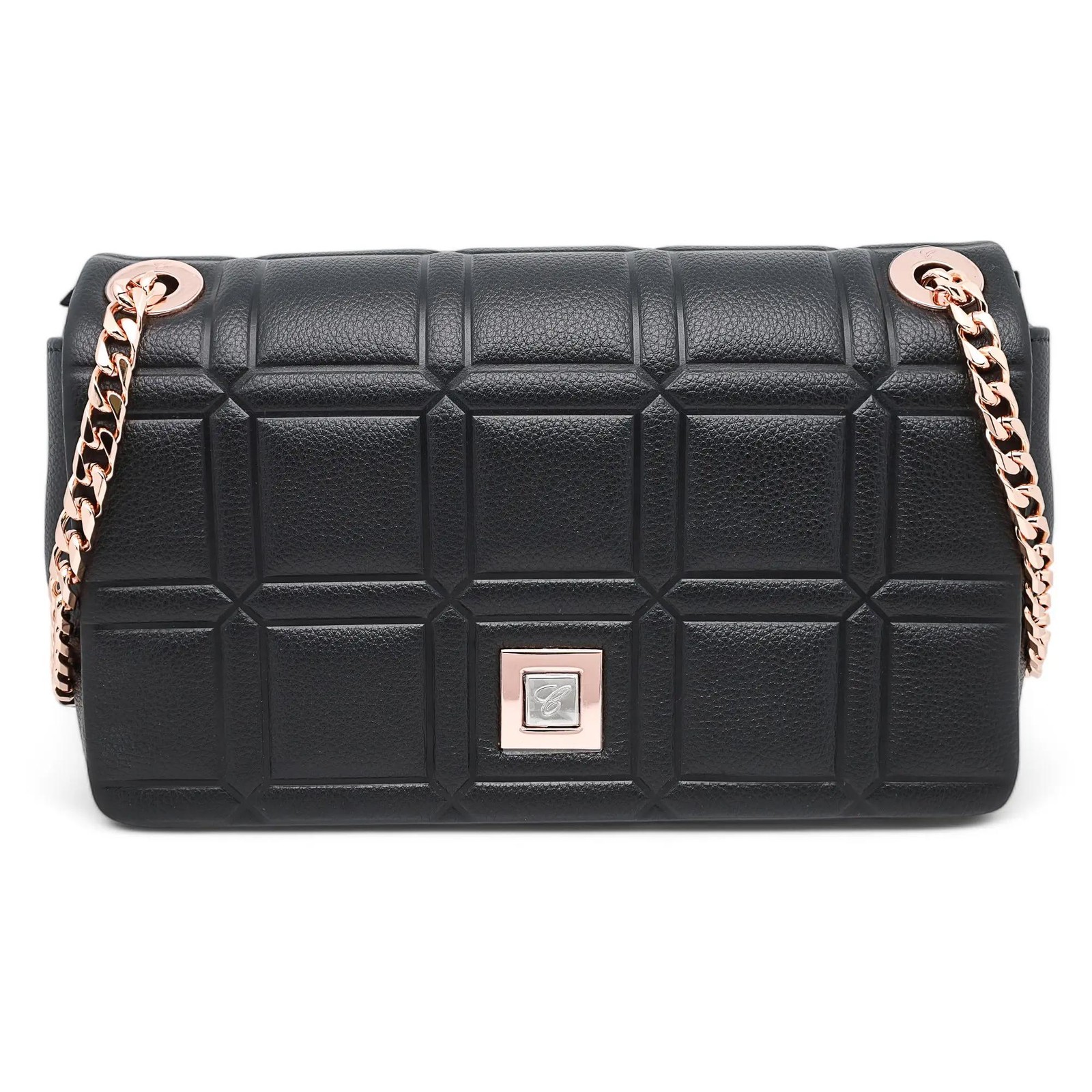 Сумка через плечо из черной тисненой кожи на цепочке Chopard Ice Cube Mini 95000-1170 210090₽