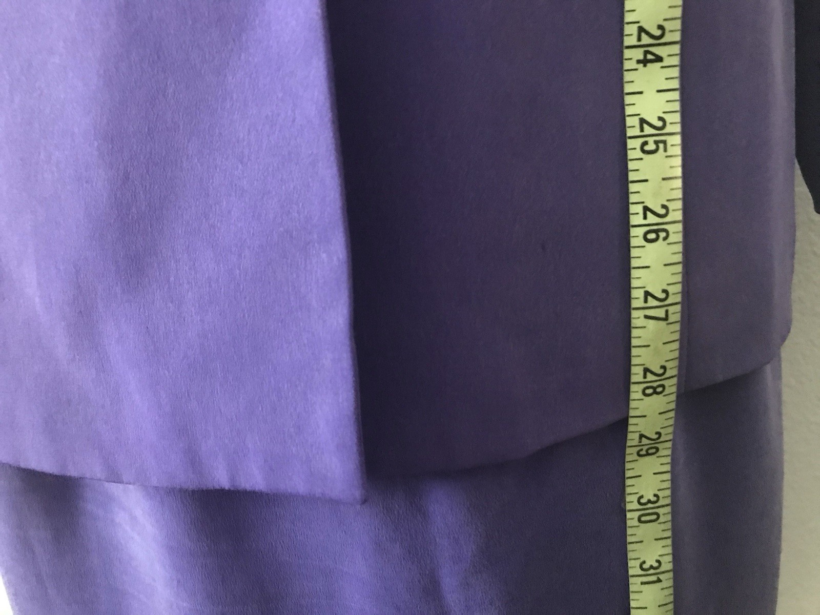 Vintage Travis Ayers Career 2 Pc Lined Silk Skirt Suit Purple Size 12