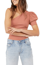 Free People Somethin Bout You One-Shoulder Bodysuit in Honey at Nordstrom Size M